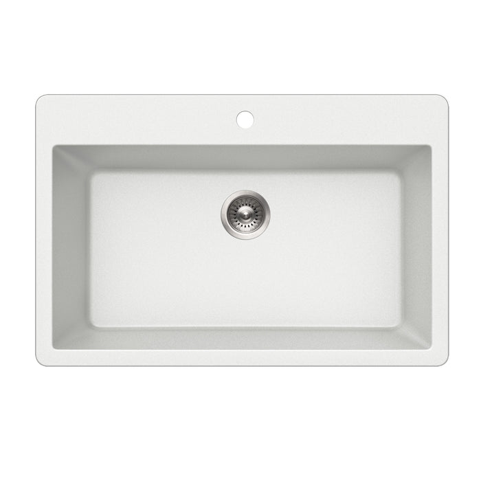 Houzer V-300 CLOUD Quartztone 33" Cloud Granite Composite Topmount Single Bowl Kitchen Sink