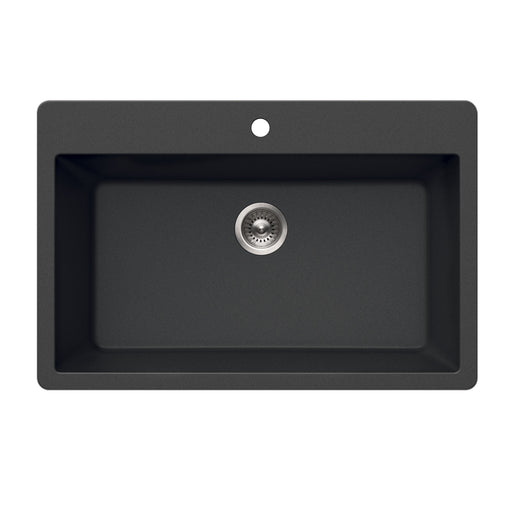 Houzer V-300 MIDNITE Quartztone 33" Midnite Granite Composite Topmount Single Bowl Kitchen Sink