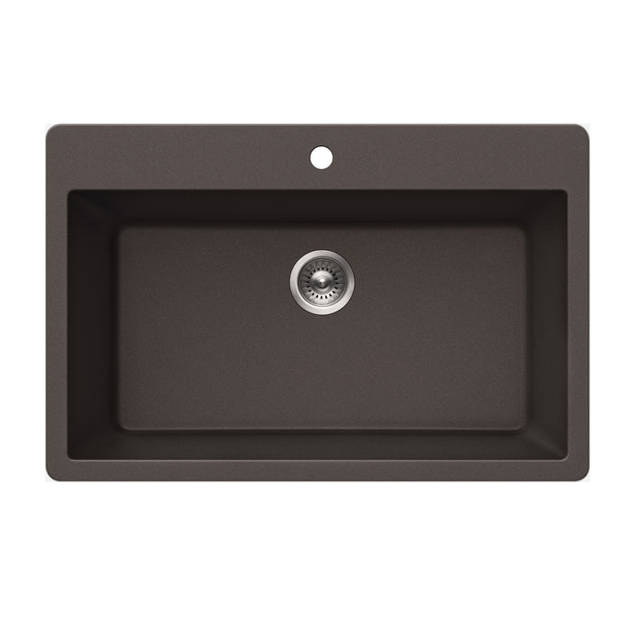 Houzer V-300 MOCHA Quartztone 33" Mocha Granite Composite Topmount Single Bowl Kitchen Sink