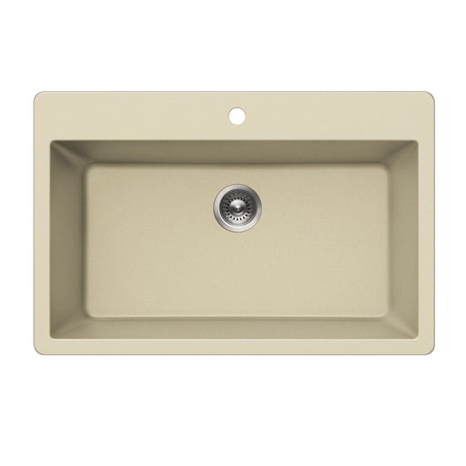 Houzer V-300 SAND Quartztone 33" Sand Granite Composite Topmount Single Bowl Kitchen Sink