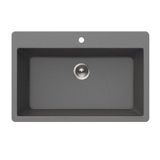 Houzer V-300 SLATE Quartztone 33" Slate Granite Composite Topmount Single Bowl Kitchen Sink