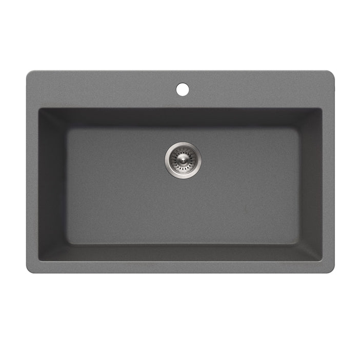 Houzer V-300 SLATE Quartztone 33" Slate Granite Composite Topmount Single Bowl Kitchen Sink