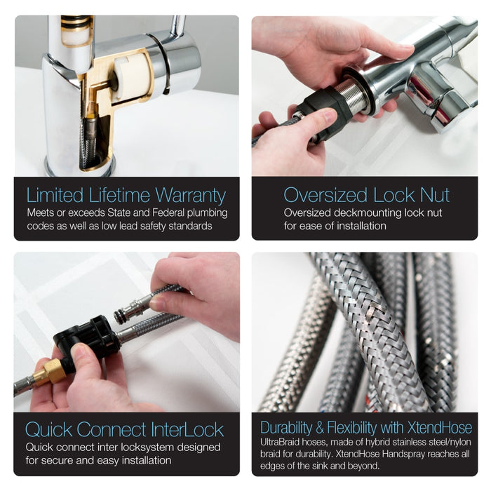 Houzer VISPD-869-PC Vision Hidden Pull Down Kitchen Faucet with CeraDox Technology