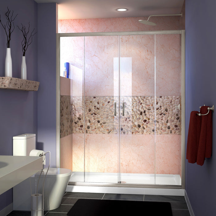 DreamLine SHDR-1160726-04 Visions 56-60"W x 72"H Semi-Frameless Sliding Shower Door in Brushed Nickel