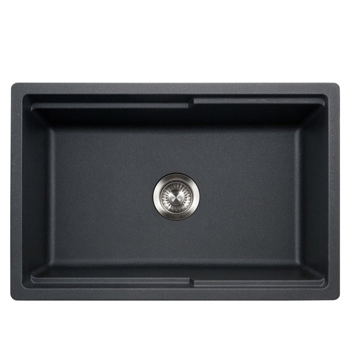 Houzer W-130 MIDNITE-C Quartztone 30" Midnite Farmhouse Granite Composite Workstation Kitchen Sink