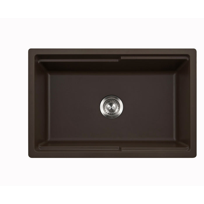 Houzer W-130 MOCHA-C Quartztone 30" Mocha Farmhouse Granite Composite Workstation Kitchen Sink