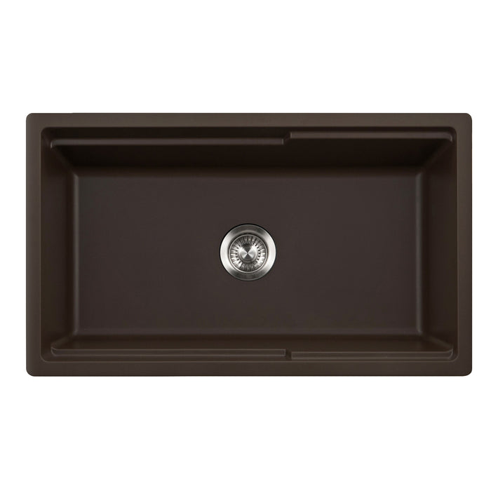 Houzer W-133 MOCHA-C Quartztone 33" Mocha Farmhouse Granite Composite Workstation Kitchen Sink