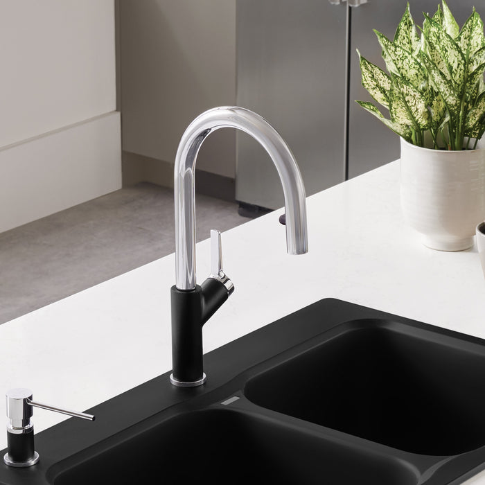 Blanco 526398 Urbena Pull-Down Dual-Spray Kitchen Faucet - Chrome/Coal Black
