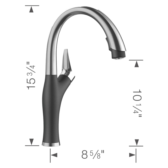 Blanco 442031 Artona Pull-Down Dual-Spray Kitchen Faucet - PVD Steel/Anthracite