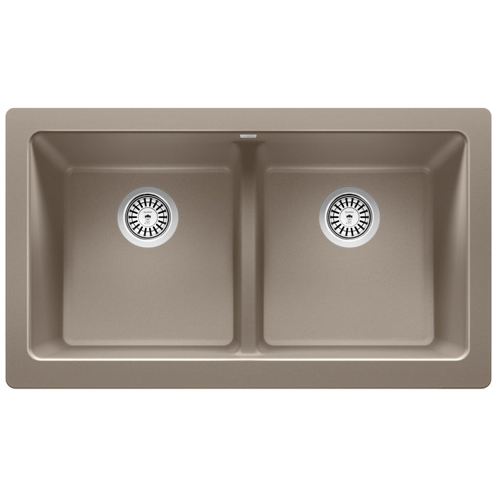 Blanco 526553 Vintera SILGRANIT 33" Double Bowl Apron-Front Farmhouse Sink - Truffle