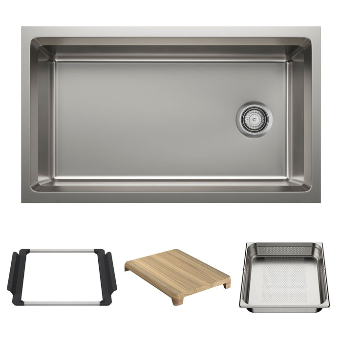 Blanco 443300 Inteos 33" Single Bowl Reversible Undermount Stainless Steel Workstation Kitchen Sink