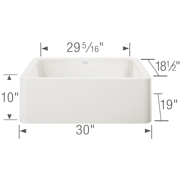 Blanco 401734 Ikon SILGRANIT 30" Single Bowl Apron-Front Farmhouse Sink - White