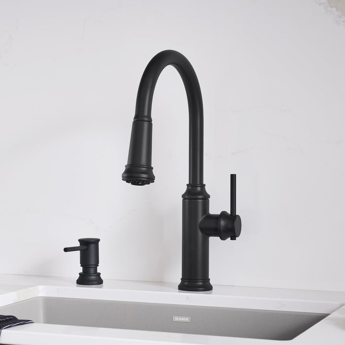 Blanco 443023 Empressa High Arc Pull-Down Dual-Spray Kitchen Faucet - Matte Black