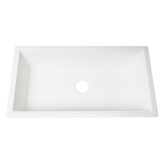 ALFI Brand AB3418SBUM-W White 33" Granite Composite Workstation Single Bowl Undermount Sink