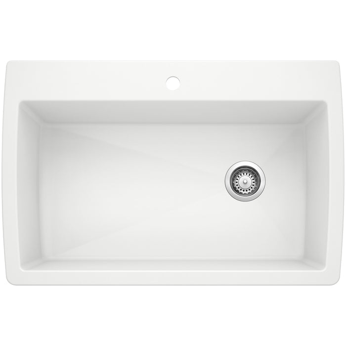 Blanco 440195 Diamond SILGRANIT 33.5" Super Single Dual Mount Kitchen Sink - White