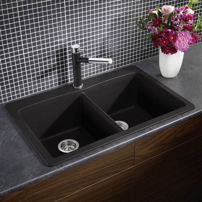 Blanco 440220 Diamond SILGRANIT 33" 50/50 Double Bowl Dual Mount Kitchen Sink - Anthracite