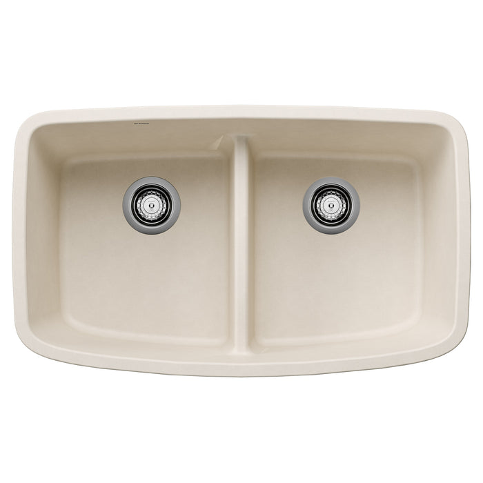 Blanco 443089 Valea SILGRANIT 32" 50/50 Double Bowl Undermount Kitchen Sink with Low Divide - Soft White