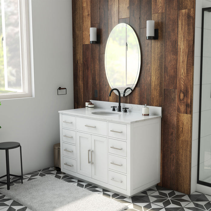 DreamLine VFDX482234RWMWH Dexterity 48" Oak Vanity with Oval Undermount Sink - White
