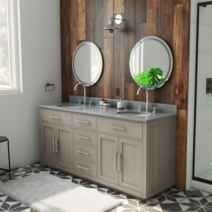 DreamLine VFDX722234RGQGK Dexterity 72" Oak Vanity with Oval Undermount Sinks - Gray Oak