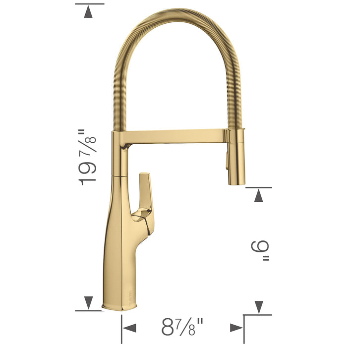 Blanco 442984 Rivana Semi-Pro Pull-Down Dual-Spray Kitchen Faucet - Satin Gold