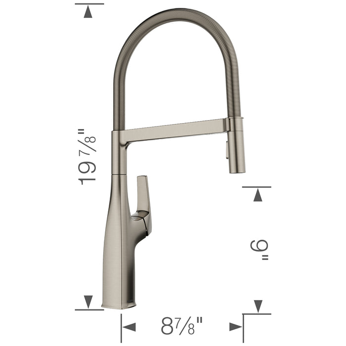 Blanco 443248 Rivana Semi-Pro Pull-Down Dual-Spray Kitchen Faucet - Satin Platinum