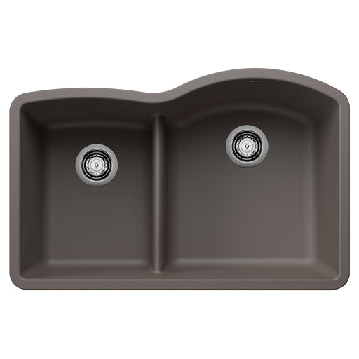 Blanco 443103 Diamond SILGRANIT 32" 40/60 Reverse Double Bowl Undermount Kitchen Sink with Low Divide - Volcano Gray