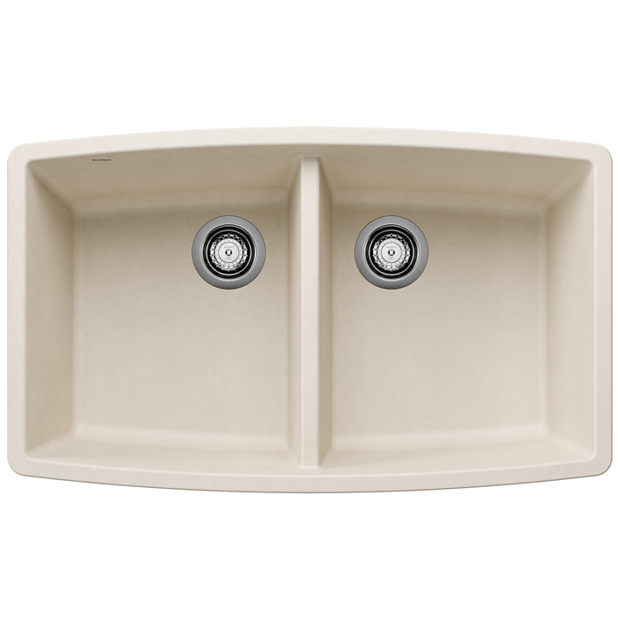 Blanco 443086 Performa SILGRANIT 33" 50/50 Double Bowl Undermount Kitchen Sink - Soft White