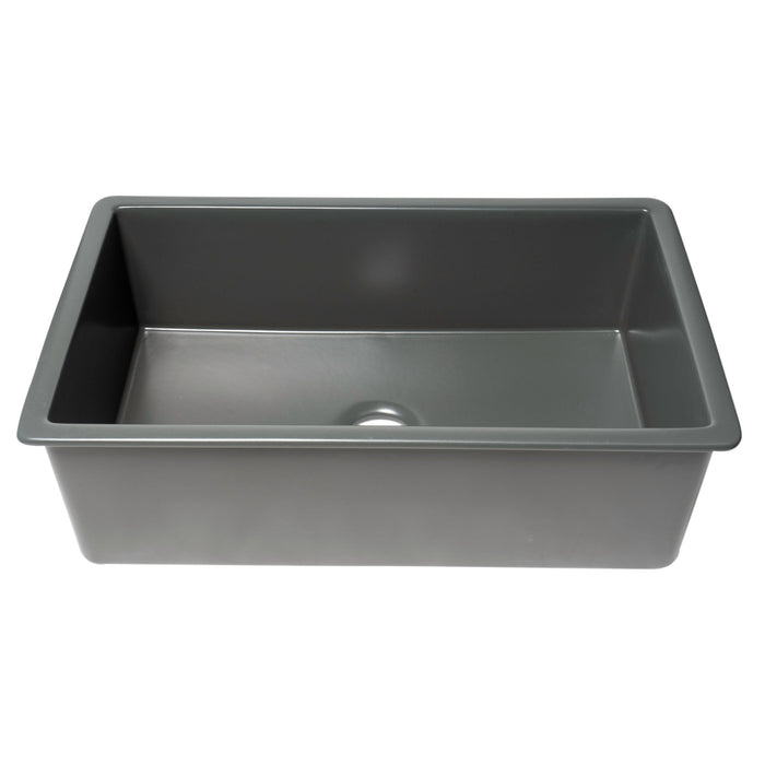 ALFI Brand ABF3219SUD-GM Grey Matte 32" x 19" Fireclay Single Bowl Kitchen Sink with Grid