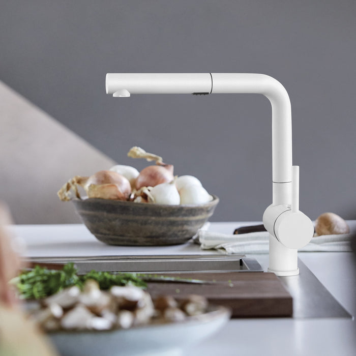 Blanco 526373 Linus Low Arc Pull-Out Dual-Spray Kitchen Faucet - White