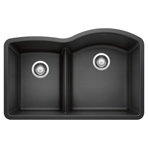 Blanco 441598 Diamond SILGRANIT 32" 40/60 Reverse Double Bowl Undermount Kitchen Sink with Low Divide - Anthracite