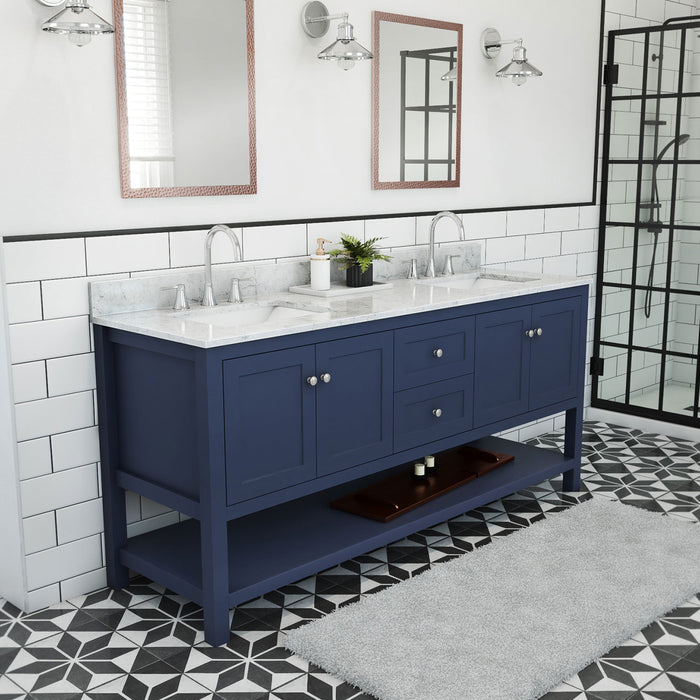 DreamLine VFCM722234SWMNB Continuum 72" Modern Console Vanity with Rectangular Undermount Sinks - Navy