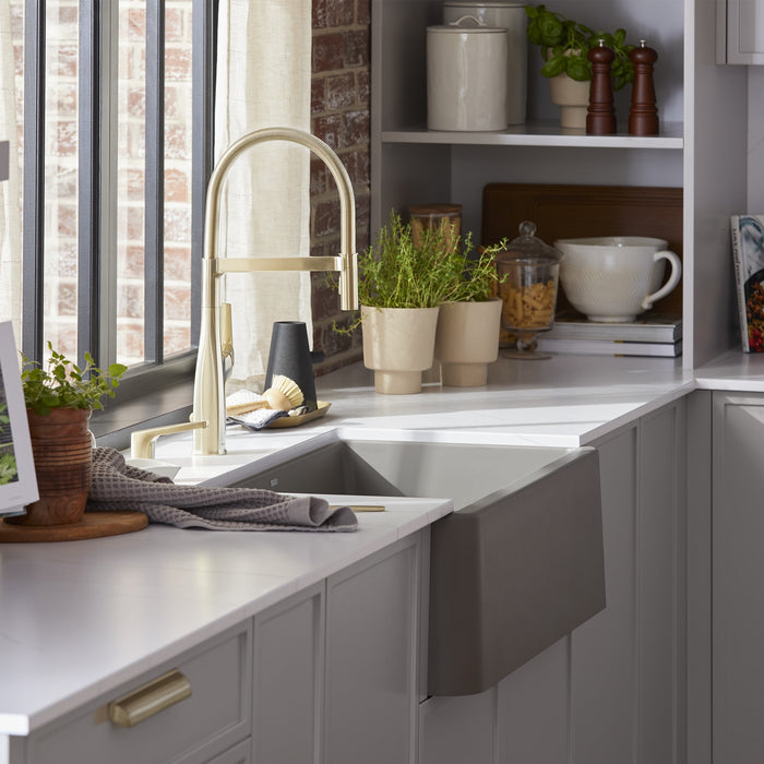 Blanco 442984 Rivana Semi-Pro Pull-Down Dual-Spray Kitchen Faucet - Satin Gold