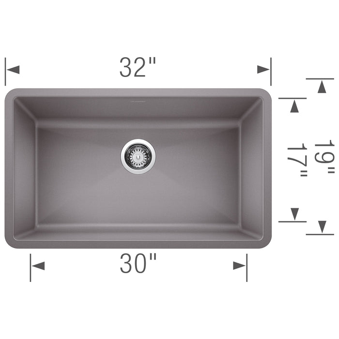Blanco 440148 Precis SILGRANIT 32" Super Single Undermount Kitchen Sink - Metallic Gray