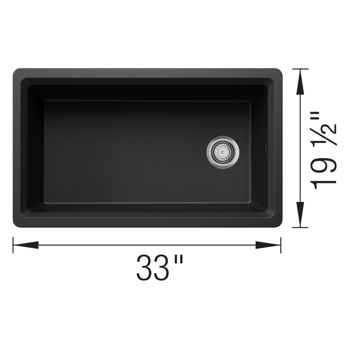 Blanco 443311 Inteos SILGRANIT 33" Single Bowl Undermount Workstation Kitchen Sink - Coal Black