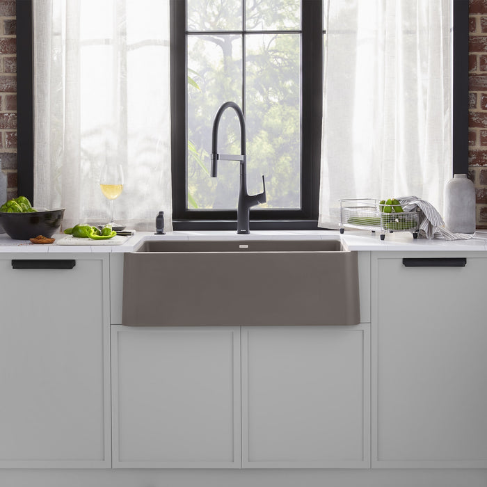 Blanco 443114 Ikon SILGRANIT 33" Single Bowl Apron-Front Farmhouse Sink - Volcano Gray