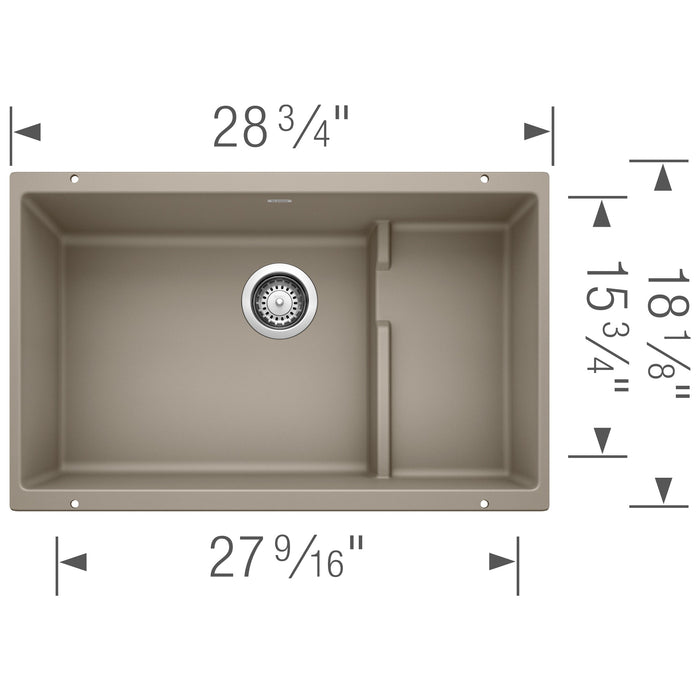 Blanco 519456 Precis Cascade SILGRANIT 29" Single Bowl Undermount Kitchen Sink in Truffle