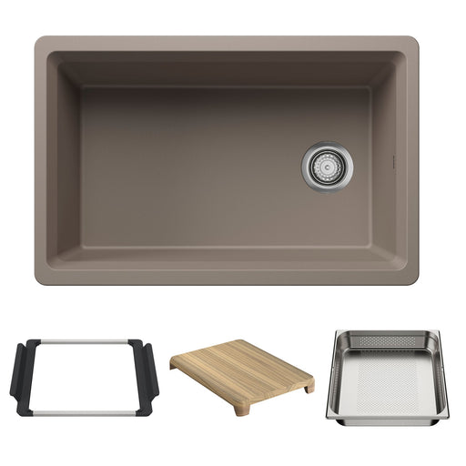 Blanco 443307 Inteos SILGRANIT 30" Single Bowl Reversible Undermount Workstation Kitchen Sink - Truffle
