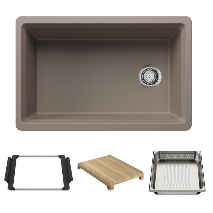 Blanco 443307 Inteos SILGRANIT 30" Single Bowl Reversible Undermount Workstation Kitchen Sink - Truffle