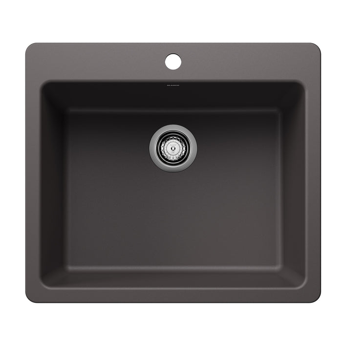 Blanco 443220 Liven SILGRANIT 25" Single Bowl Dual Mount Kitchen Sink - Cinder