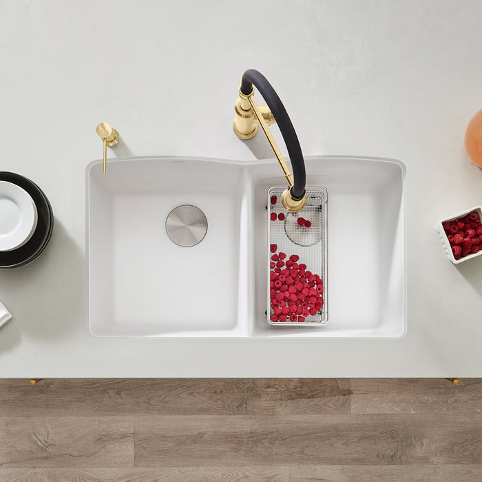 Blanco 440185 Diamond SILGRANIT 32" 50/50 Double Bowl Undermount Kitchen Sink - White