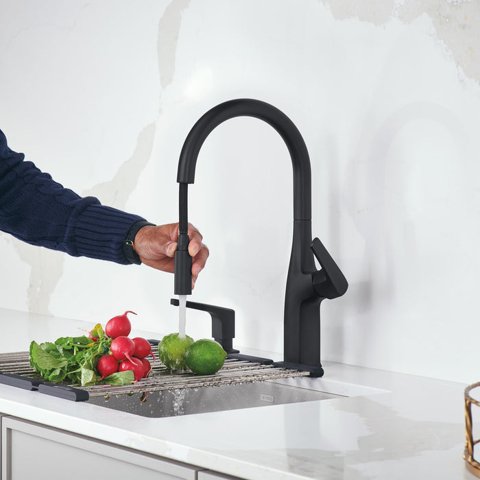 Blanco 443020 Rivana High-Arc Pull-Down Dual-Spray Kitchen Faucet - Matte Black