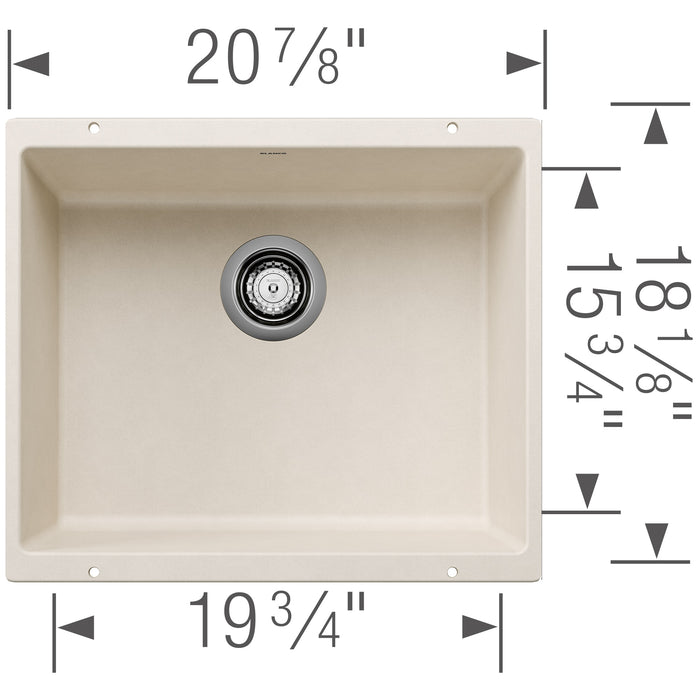 Blanco 527405 Precis SILGRANIT 21" Single Bowl Undermount Kitchen Sink - Soft White