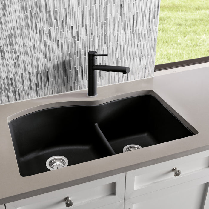 Blanco 441590 Diamond SILGRANIT 32" 60/40 Double Bowl Undermount Kitchen Sink in Anthracite