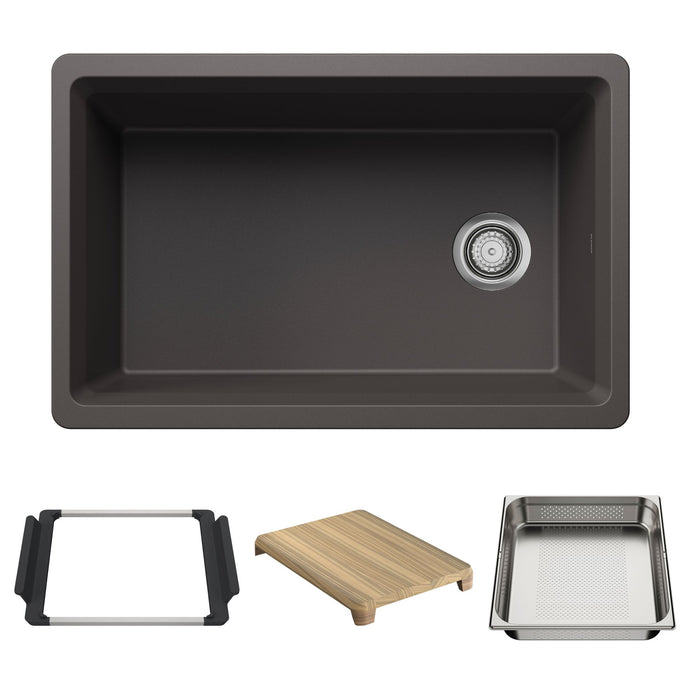 Blanco 443305 Inteos SILGRANIT 30" Single Bowl Reversible Undermount Workstation Kitchen Sink - Cinder