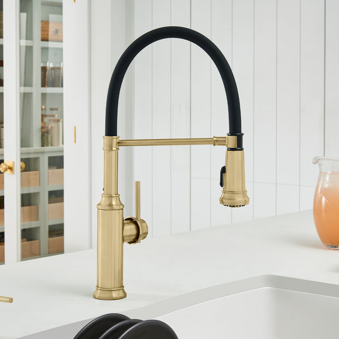 Blanco 442982 Empressa Semi-Pro Pull-Down Dual-Spray Kitchen Faucet - Satin Gold