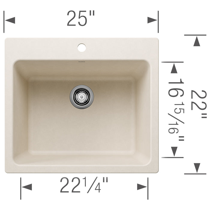 Blanco 443079 Liven SILGRANIT 25" Single Bowl Dual Mount Laundry Sink - Soft White
