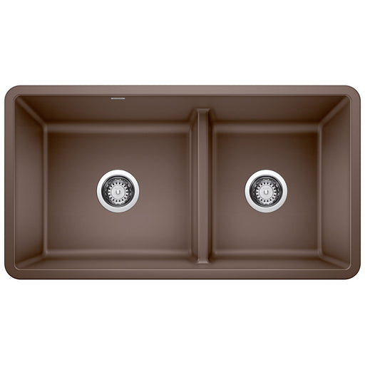 Blanco 442528 Precis SILGRANIT 33" 60/40 Reversible Double Bowl Undermount Kitchen Sink with Low Divide - Cafe