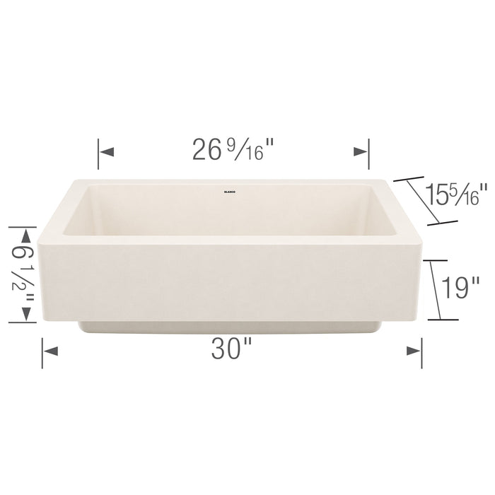 Blanco 527408 Vintera SILGRANIT 30" Single Bowl Apron-Front Farmhouse Sink - Soft White