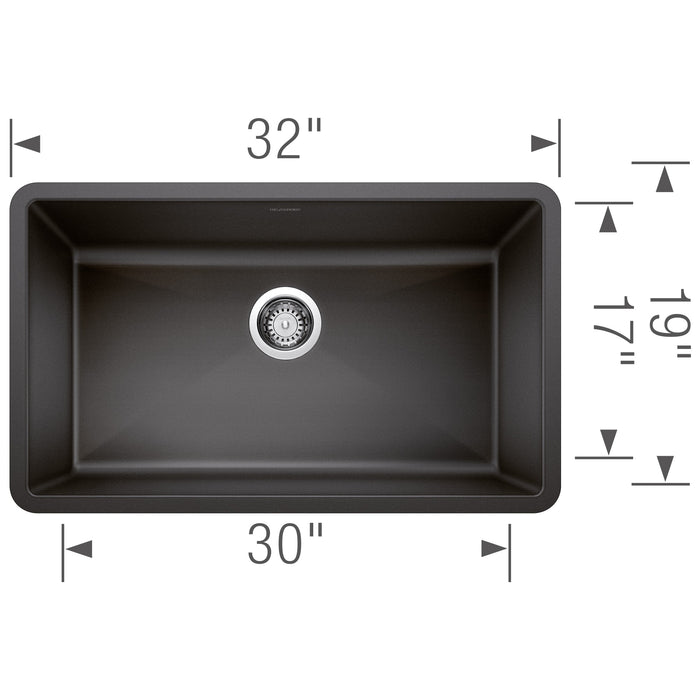 Blanco 440149 Precis SILGRANIT 32" Super Single Undermount Kitchen Sink - Anthracite