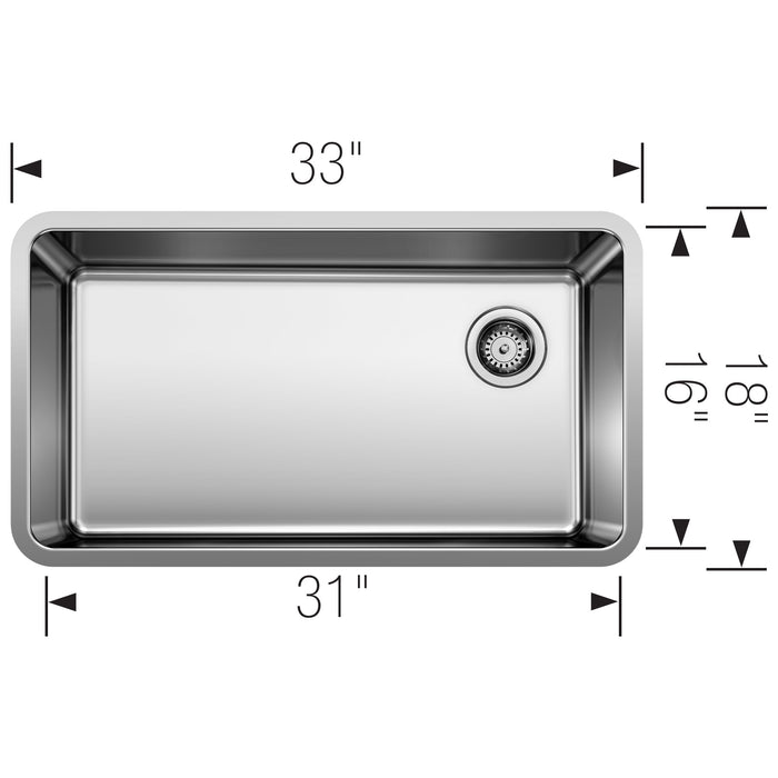 Blanco 442763 Formera 33" Super Single Undermount Stainless Steel Kitchen Sink